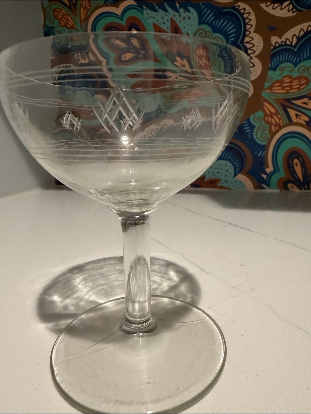 Set of 8 MCM Wheel Cut Champagne Glasses